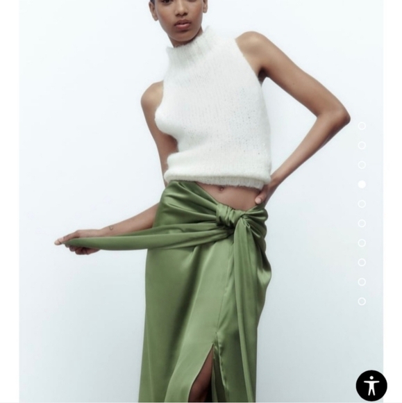ZARA SATIN KNOTTED MIDI MAXI SKIRT SIZE L - Picture 3 of 14